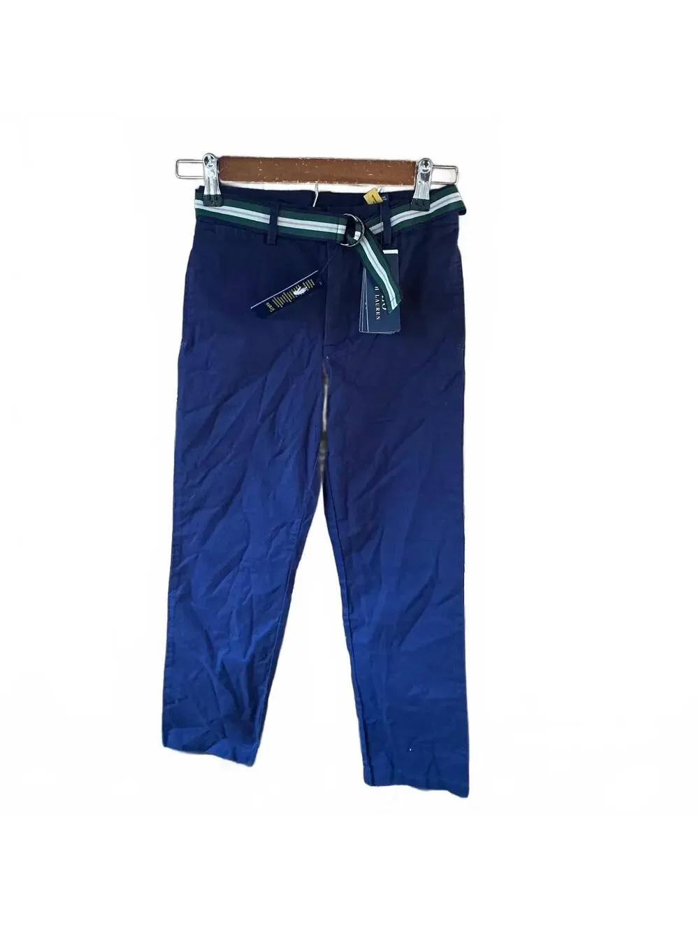 Polo Ralph Lauren Navy Blue Boys' Pants with Striped Belt Size 10 NWT